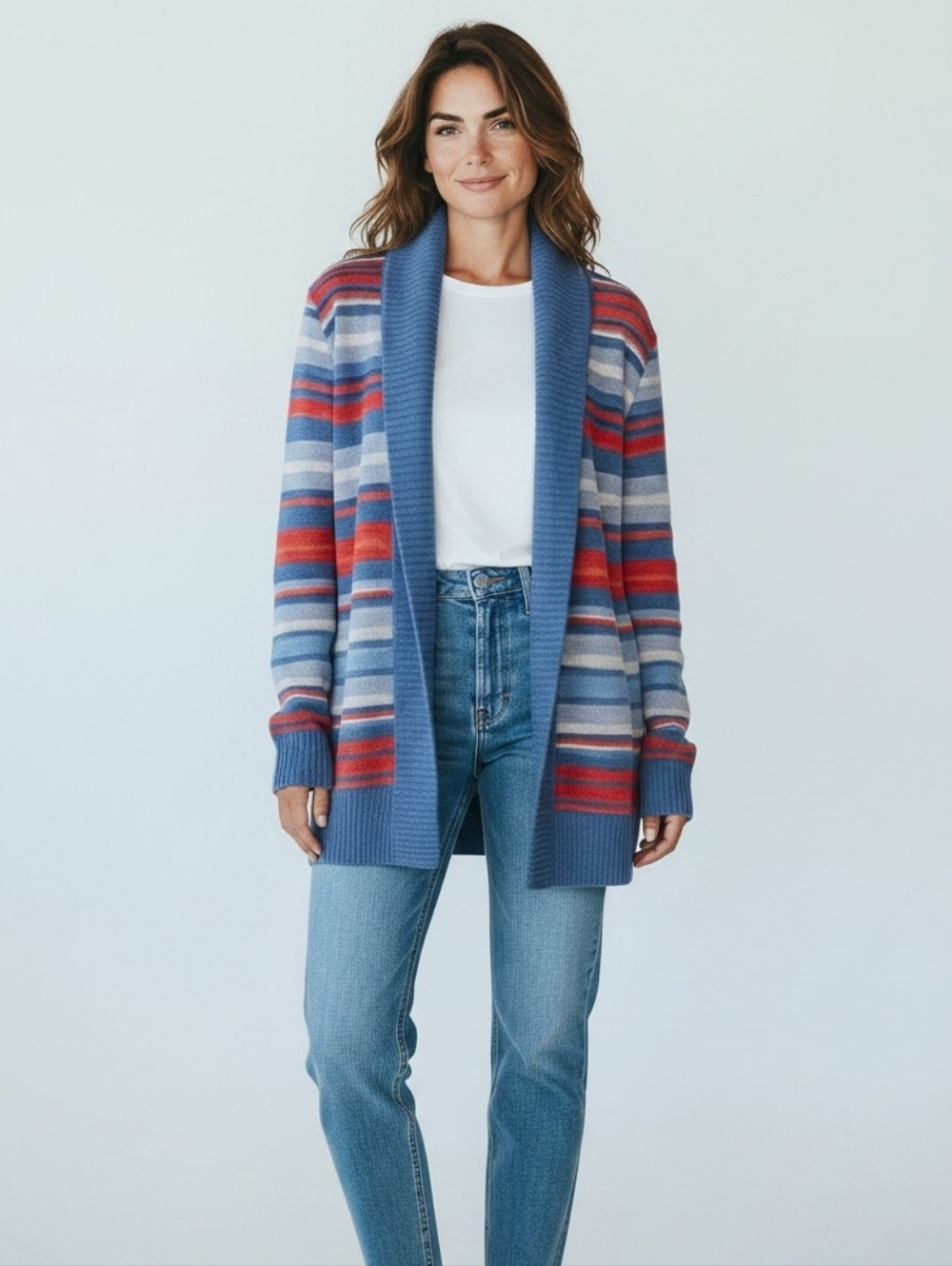 Lauren Jeans Co. Ralph Lauren Striped Shawl Collar Cardigan